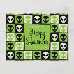 Halloween utomjordisk mosaik vykort