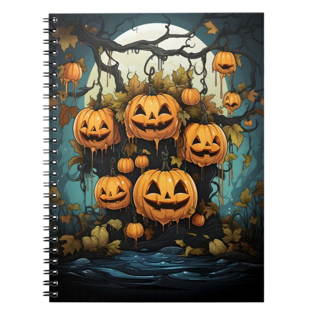 Halloween-utvändig hangingningspumpor på Träd Anteckningsbok (Framsidan)