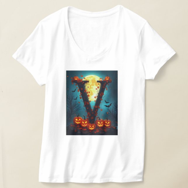 Halloween V Pumpkins T Shirt (Laydown)