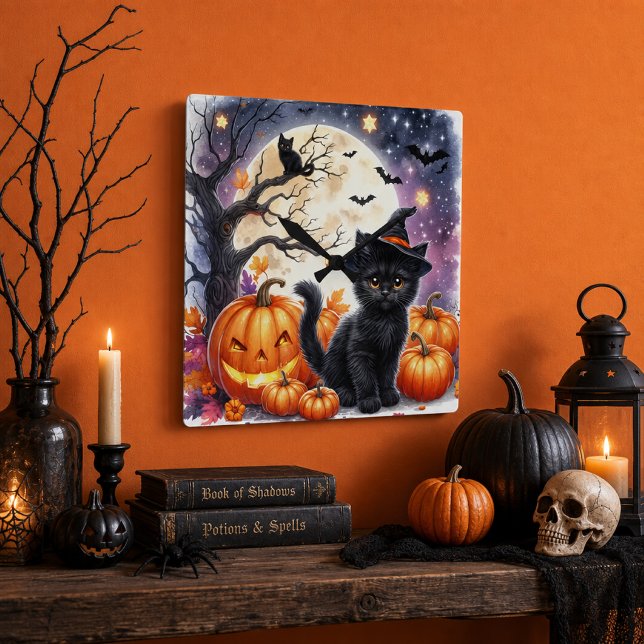 Halloween Väggur med pumpor och svarta katter (Skapare uppladdad)