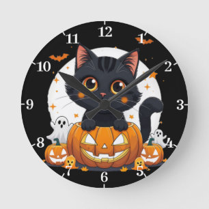 Halloween väggur med söt katt