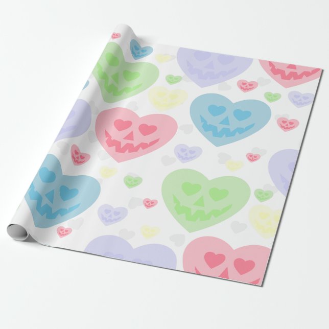 halloween valentine pastel goth creepy-hjärtan presentpapper (Utrullad)