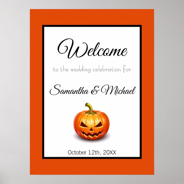 Halloween Välkommen Bröllop Firande Sign Poster (Framsidan)