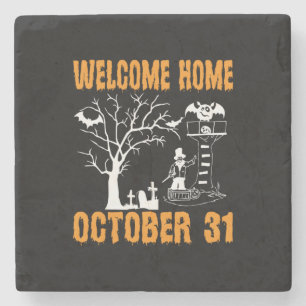 Halloween Välkommen hem oktober födelsedag Stenunderlägg