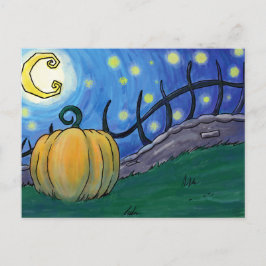 Halloween-välkomstkort med fantasifull pumpamålnin vykort
