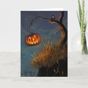 Halloween Välkomstkort/Pumpa och Uggla Kort