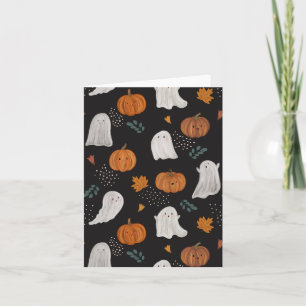 Halloween Välkomstkort – Spöken, Pumpor & Löv Kort