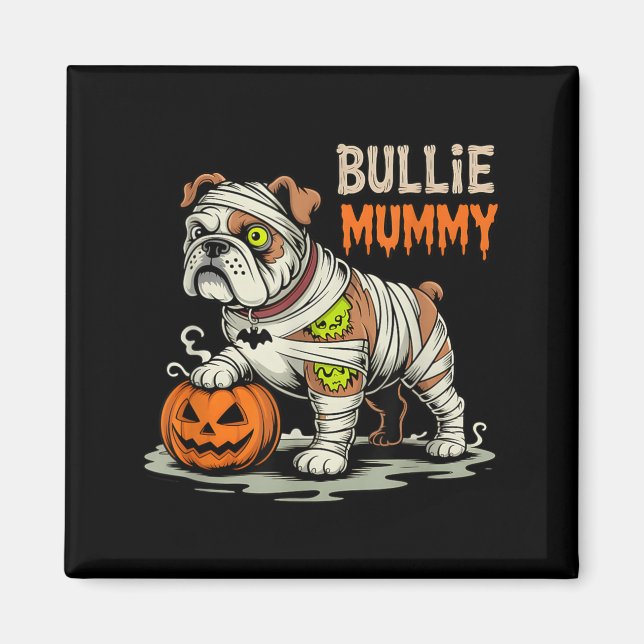 Halloween-valp Bulldog-mumie Magnet (Framsidan)