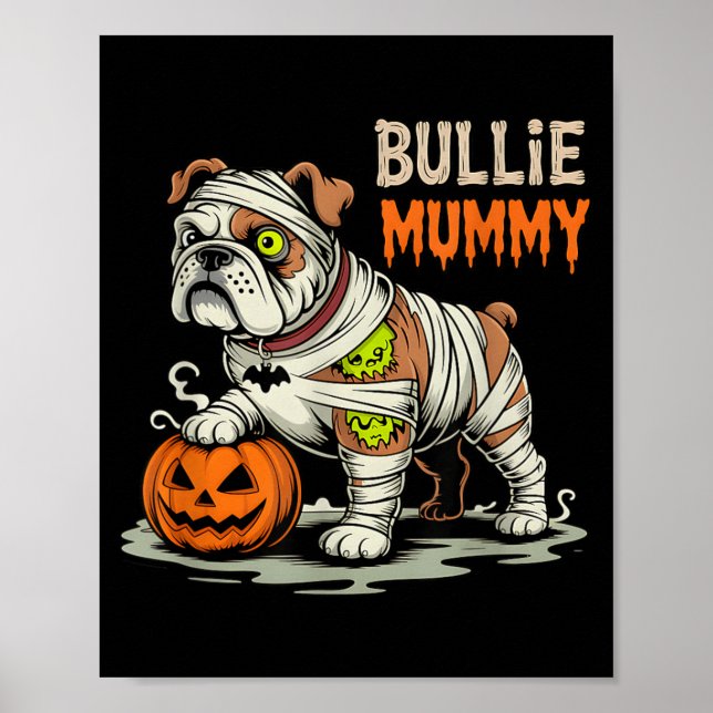 Halloween-valp Bulldog-mumie Poster (Framsidan)