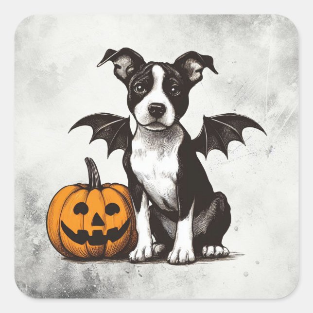 Halloween-valp Fyrkantigt Klistermärke (Framsida)