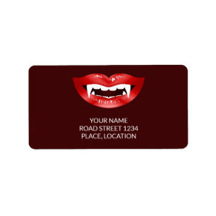 Halloween Vampampre Mouth and Anpassningsbar Text Adressetikett