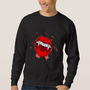 Halloween Vampie Teeth Halloween Costume Trick Tre Lång Ärmad Tröja