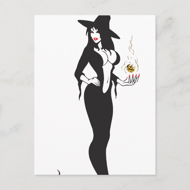 halloween vampig häxa vykort (Framsida)
