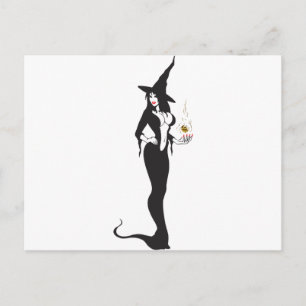 halloween vampig häxa vykort