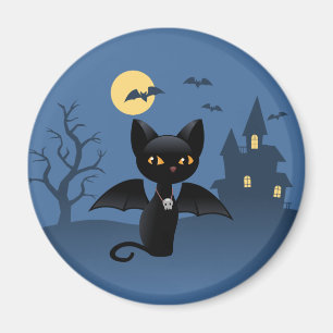 Halloween Vampire Black Cat med Vingar Magnet