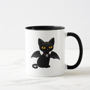 Halloween Vampire Black Cat med Vingar Mugg