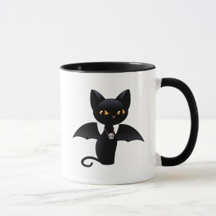 Halloween Vampire Black Cat med Vingar Mugg