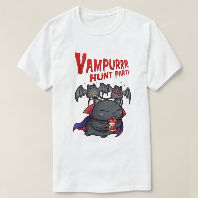 Halloween Vampire Cat Vampurr T Shirt (Design framsida)