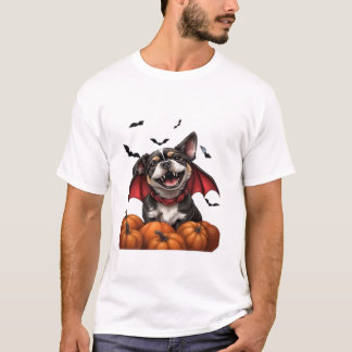 Halloween Vampire Dog with Pumpkins Classic T-Shir T Shirt