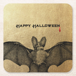 Halloween Vampire Fladdermus Guld Underlägg Papper Kvadrat