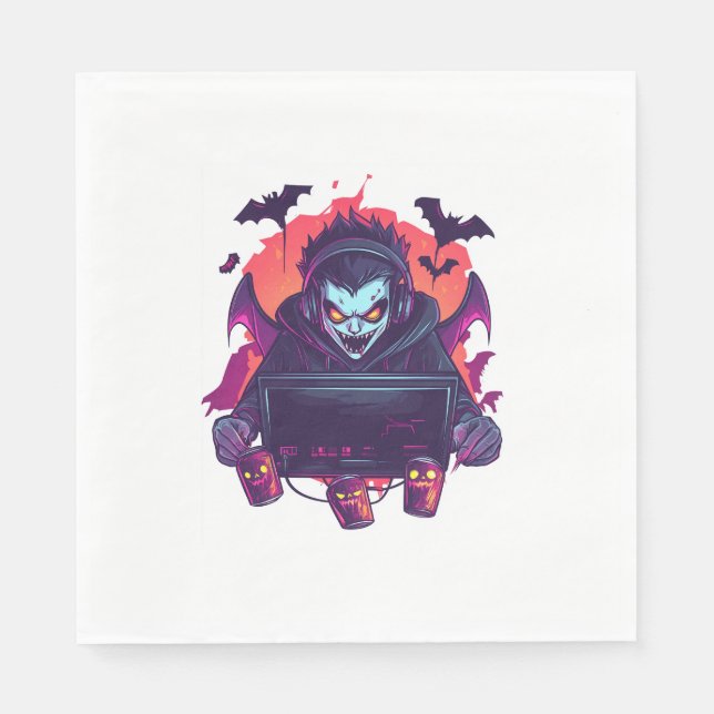 Halloween Vampire Gamer Pappersservett (Framsidan)