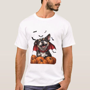 Halloween Vampire Hund med pumpor Klassisk T-Shirt