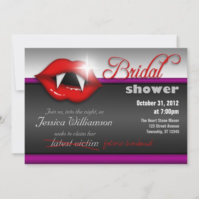 Halloween Vampire Inbjudningskort för möhippa (Framsida)