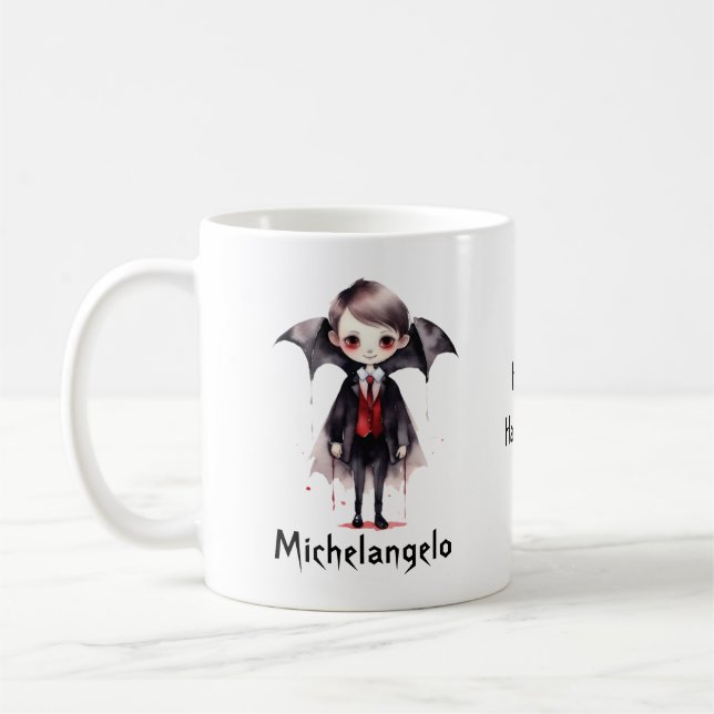 Halloween Vampire Kid Personalize Kaffemugg (Vänster)