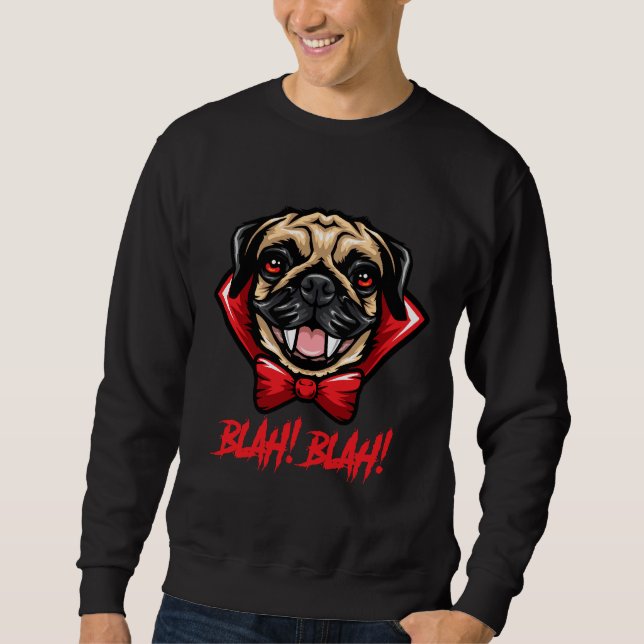 Halloween Vampire Pug Classic T-Shirt 860 Lång Ärmad Tröja (Framsida)