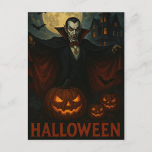 Halloween Vampire Scary Night Pumpkin Vykort