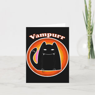 Halloween Vampire Svart Kittel Dracula Vampurr Kat Kort