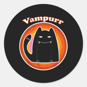 Halloween Vampire Svart Kittel Dracula Vampurr Kat Runt Klistermärke