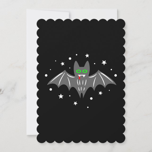 halloween vampyr fladdermus fangs grå stjärnor inbjudningar (Framsida)