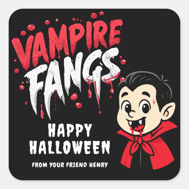 Halloween vampyrbett fyrkantigt klistermärke (Framsida)