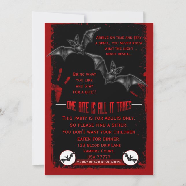 Halloween Vampyres Feast Bloody Party-inbjudan Inbjudningar (Baksida)