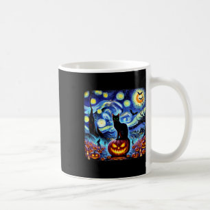 Halloween Van Gogh Starry Night Black Cat Pumpkins Kaffemugg