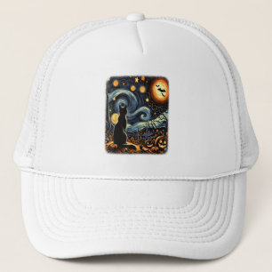 Halloween Van Gogh Starry Night Black Cat Pumpkins Keps