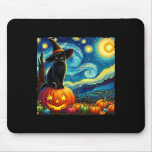 Halloween Van Gogh Starry Night Black Cat Witch Ha Musmatta
