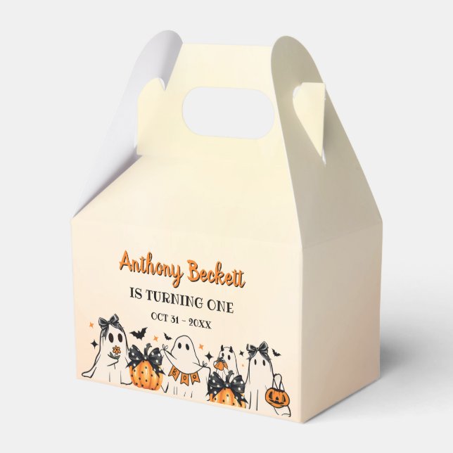 Halloween Vår lilla boo 1:a födelsedag Party Presentaskar (Framsidan Sidan)