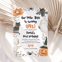 Halloween Vår lilla Boo Födelsedagsfest inbjudan