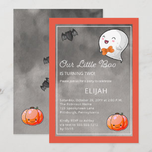 Halloween vår lilla Boo Ghost Boy 2:a födelsedagen Inbjudningar