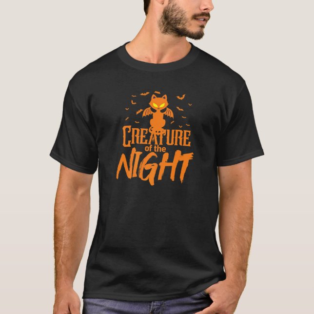 Halloween varelse av natten läskig kattfladdermöss t shirt (Framsida)