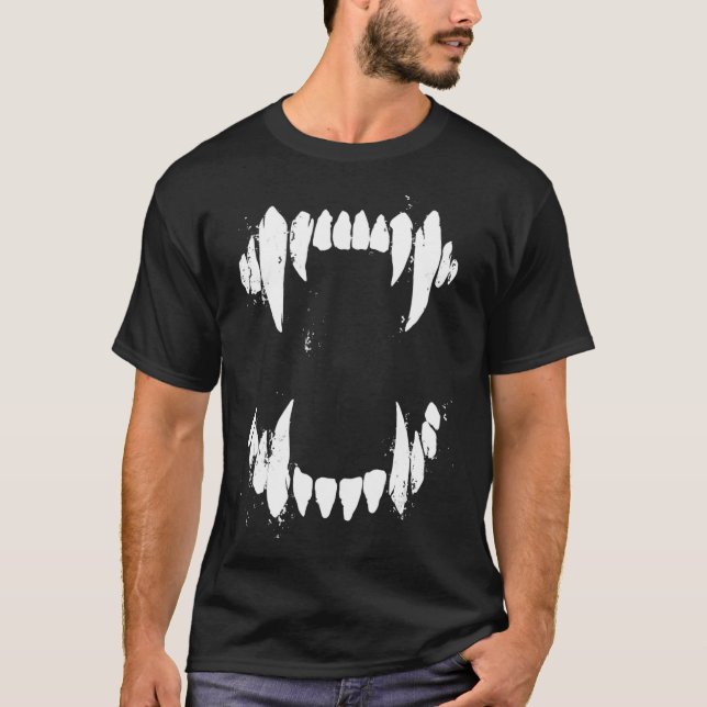 Halloween-Vargen Hund Vampire Monster Teeth T Shirt (Framsida)