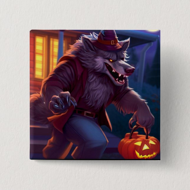 Halloween/varulv/fall/höst Knapp (Framsida)