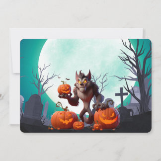 Halloween varulv och pumpor inbjudningar