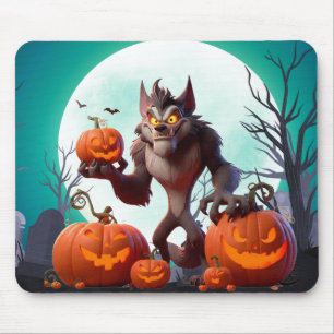 Halloween varulv och pumpor musmatta