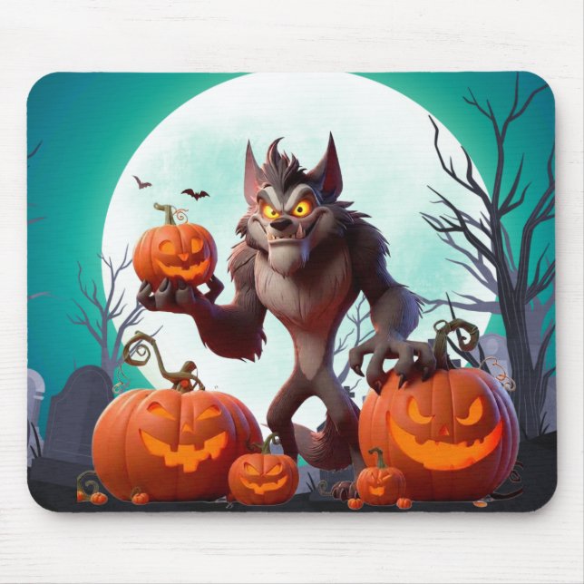 Halloween varulv och pumpor musmatta (Framsidan)