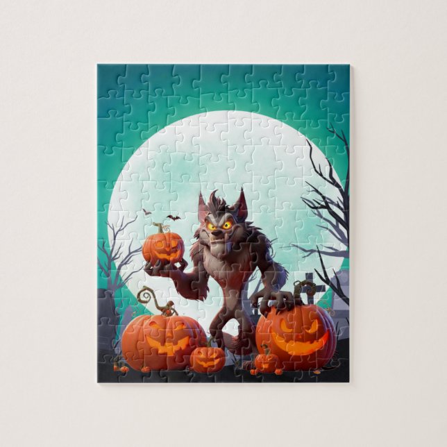 Halloween varulv och pumpor pussel (Vertikal)