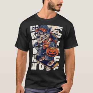 Halloween Varulv På Skateboard Rolig T-Shirt