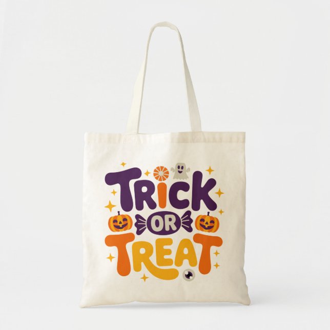 Halloween-väska Trick or Treat Tygkasse (Framsidan)